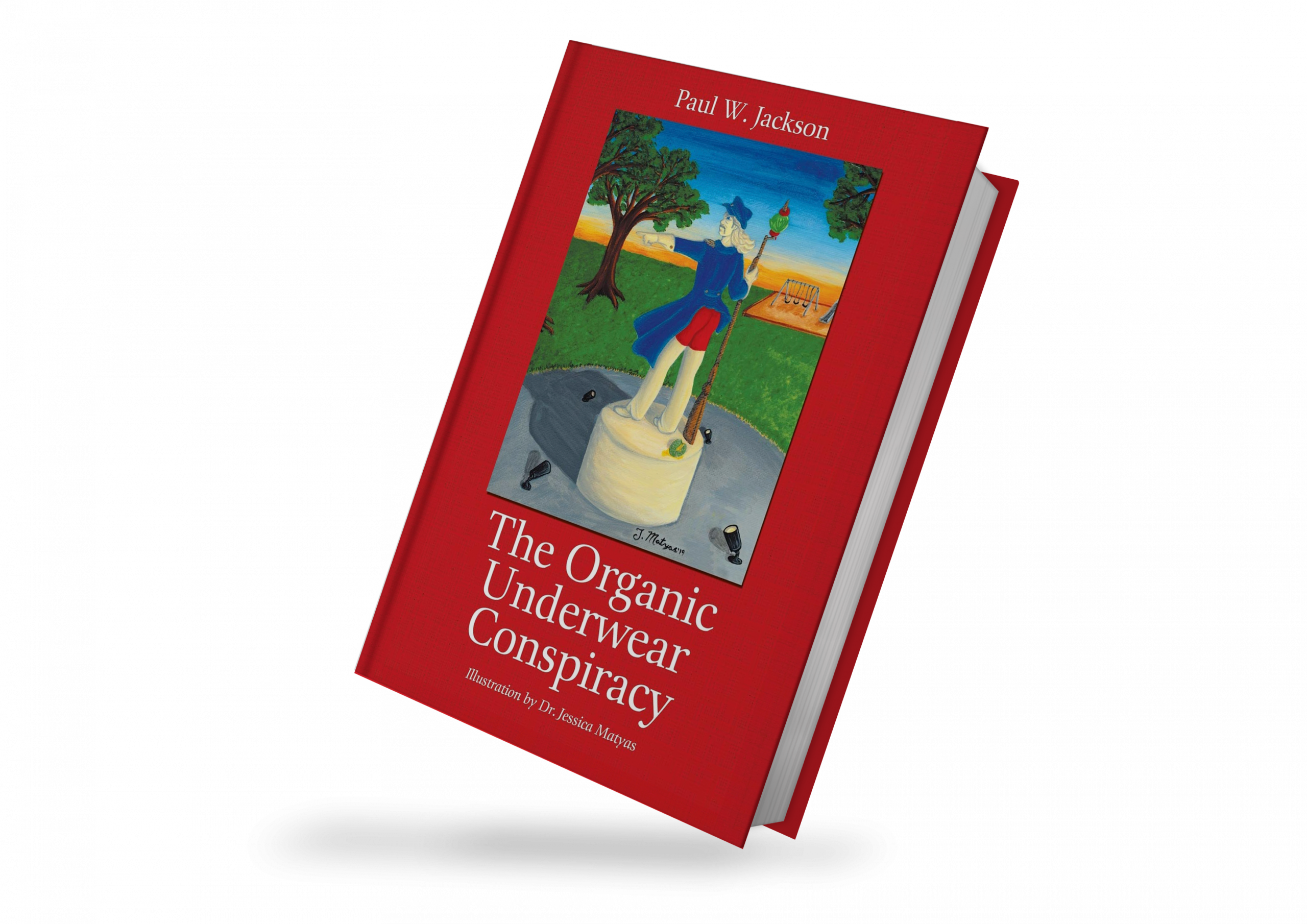 TheOrganicUnderwearConsiracy The Organic Underwear Conspiracy Book. red green blue, statue illustrated on cover